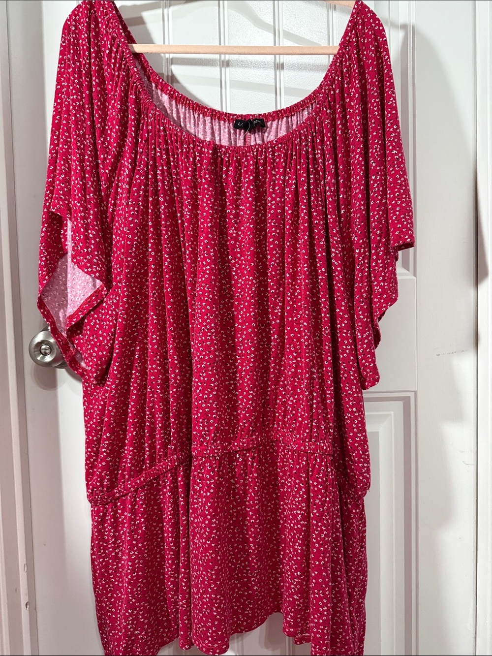 Lane Bryant Red Floral Peasant Tunic